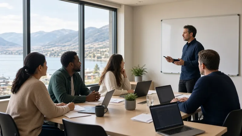 Career training workshop with a lake view