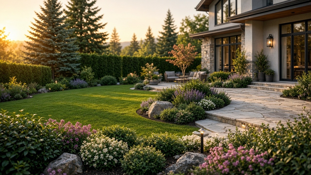 Finished estate landscaping yard
