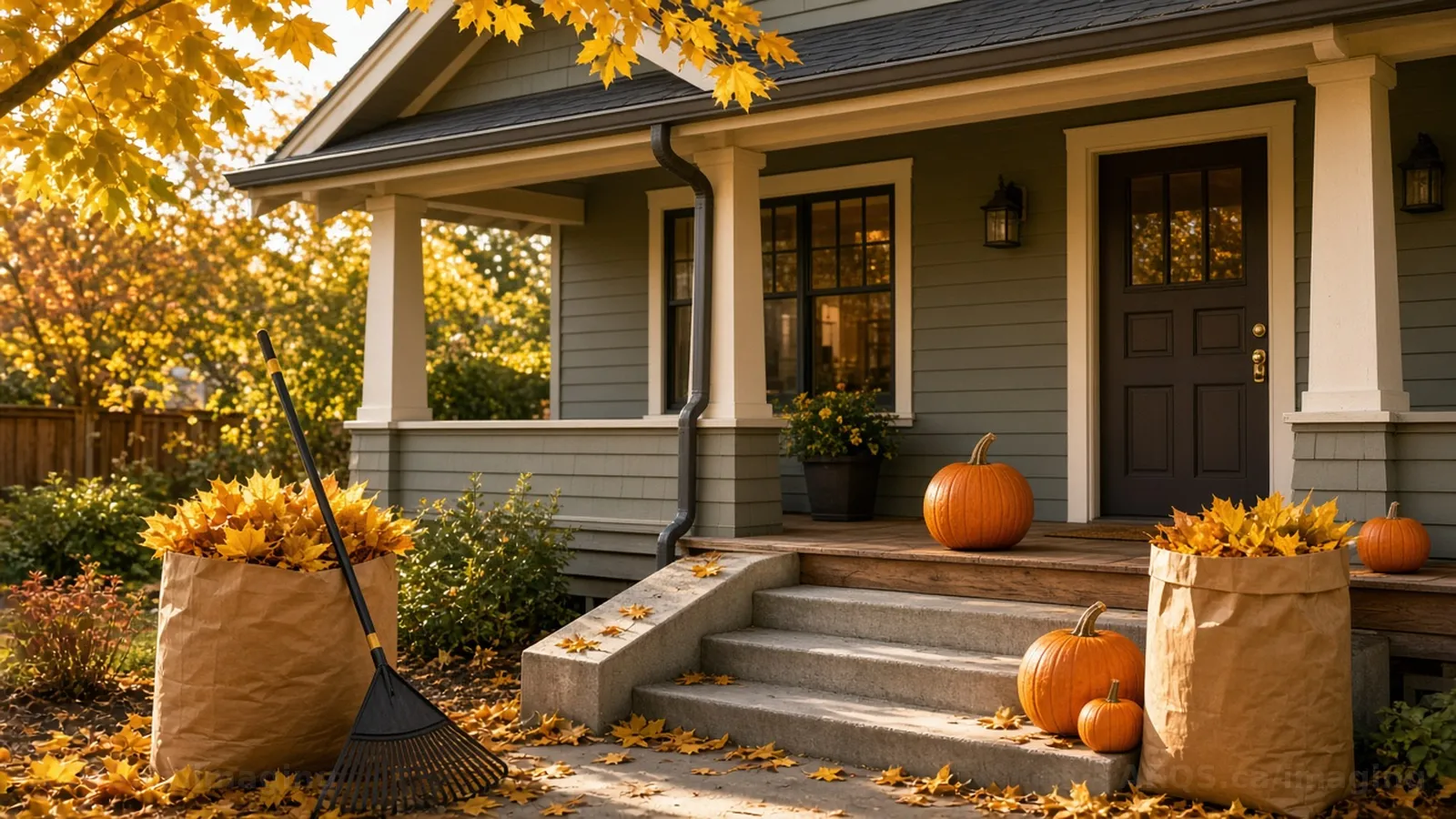 Vancouver craftsman porch in autumn