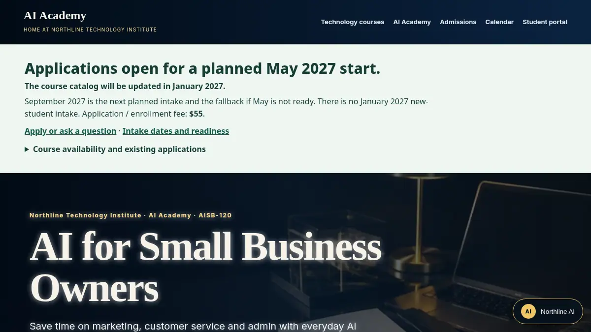 AISB-120 AI for Small Business Owners on /academy/ai-for-small-business-owners/