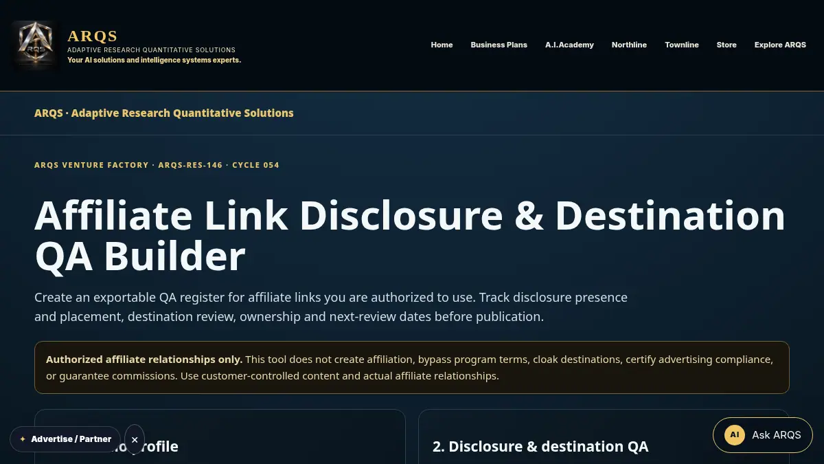 Affiliate Link Disclosure & Destination QA Builder on /affiliate-link-disclosure-destination-qa/