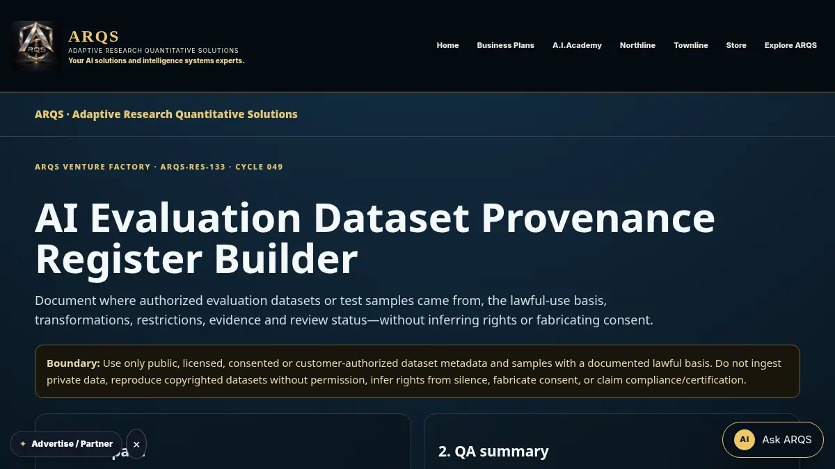 AI Evaluation Dataset Provenance Register Builder on /ai-evaluation-dataset-provenance-register/
