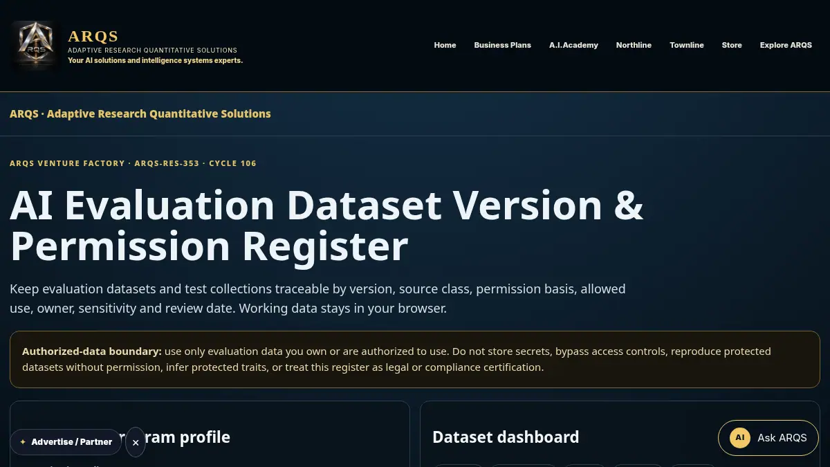 AI Evaluation Dataset Version & Permission Register on /ai-evaluation-dataset-version-permission-register/