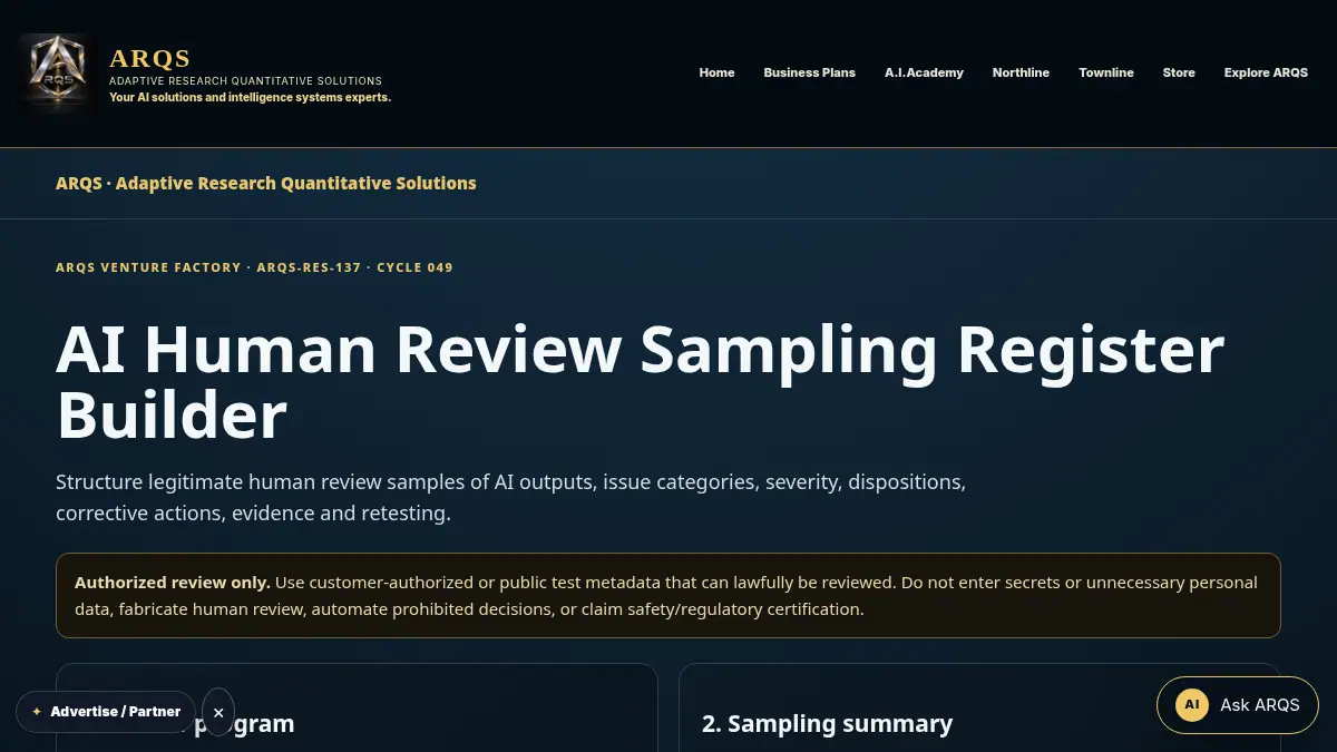 AI Human Review Sampling Register Builder on /ai-human-review-sampling-register/