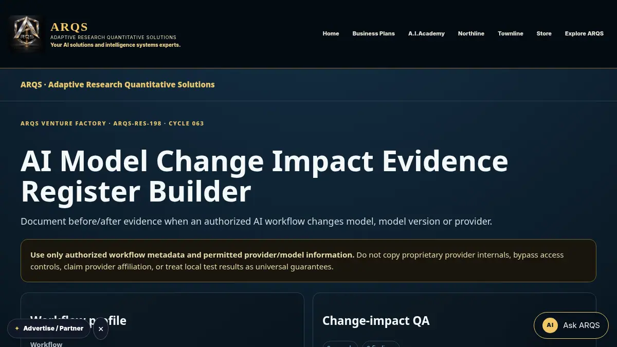 AI Model Change Impact Evidence Register Builder on /ai-model-change-impact-evidence-register/