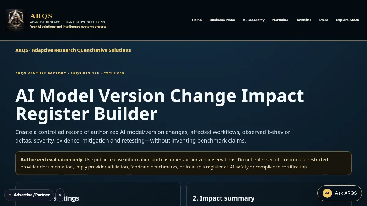 AI Model Version Change Impact Register Builder on /ai-model-version-change-impact-register/