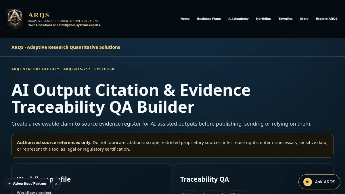 AI Output Citation & Evidence Traceability QA Builder on /ai-output-citation-evidence-traceability-qa/