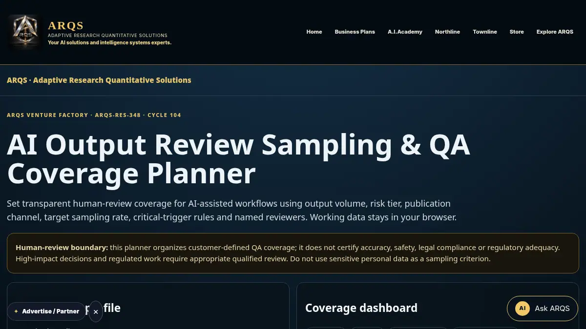 AI Output Review Sampling & QA Coverage Planner on /ai-output-review-sampling-qa-coverage-planner/