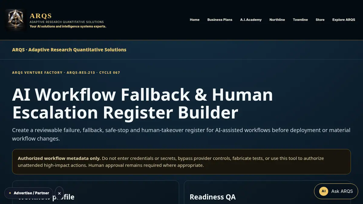 AI Workflow Fallback & Human Escalation Register Builder on /ai-workflow-fallback-human-escalation-register/