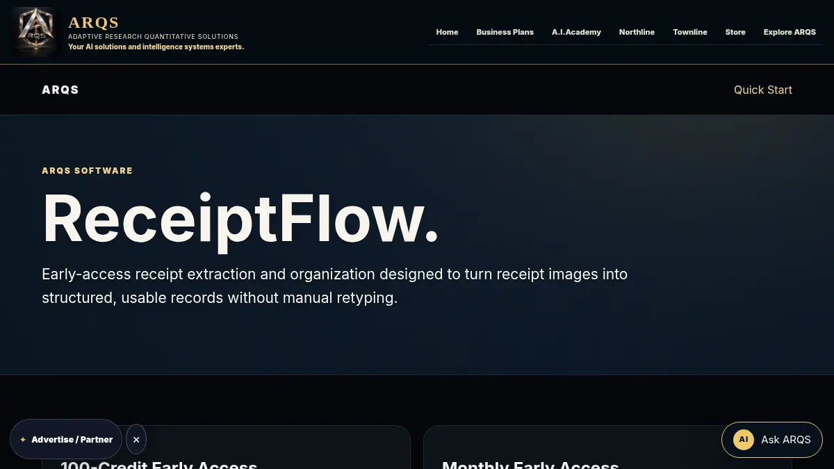 ARQS ReceiptFlow on /site/software/receiptflow/