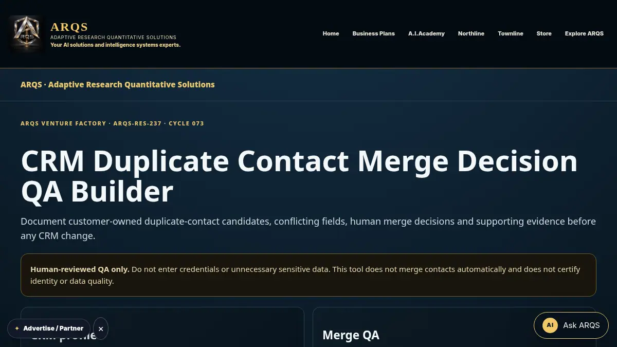 CRM Duplicate Contact Merge Decision QA Builder on /crm-duplicate-contact-merge-decision-qa/