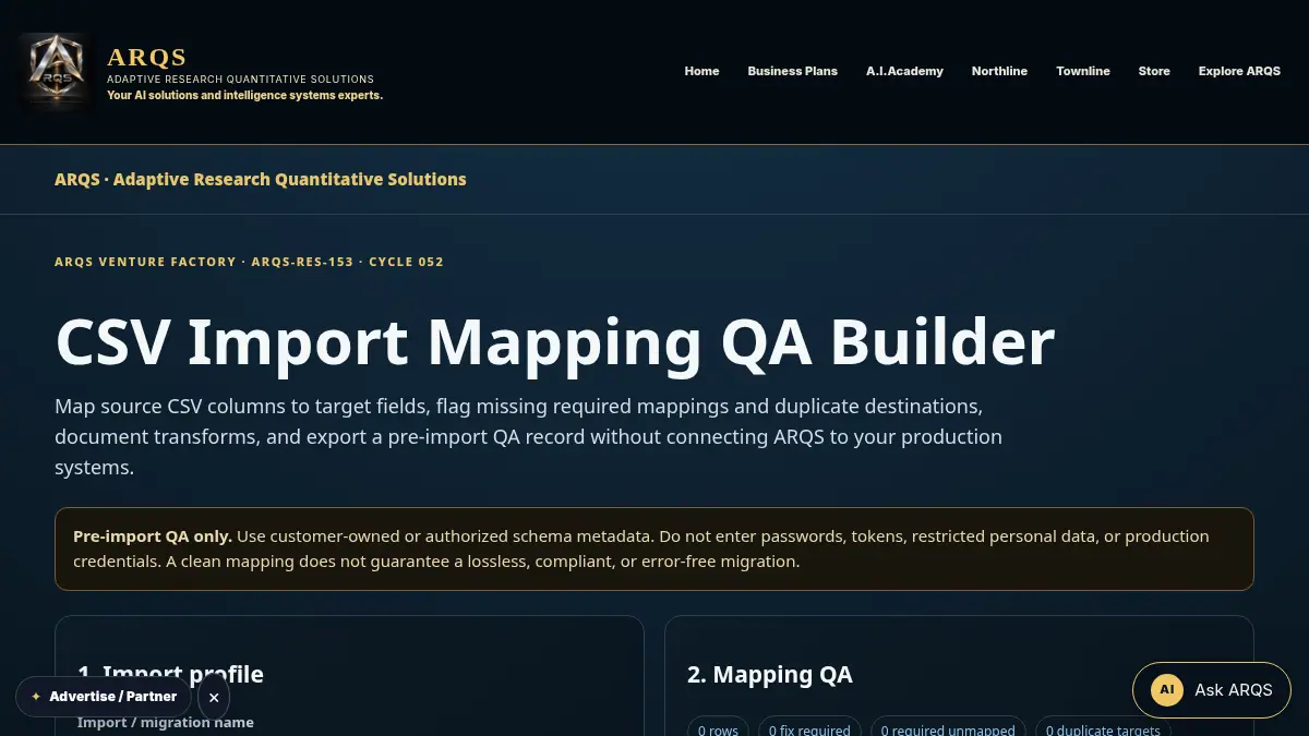 CSV Import Mapping QA Builder on /csv-import-mapping-qa/