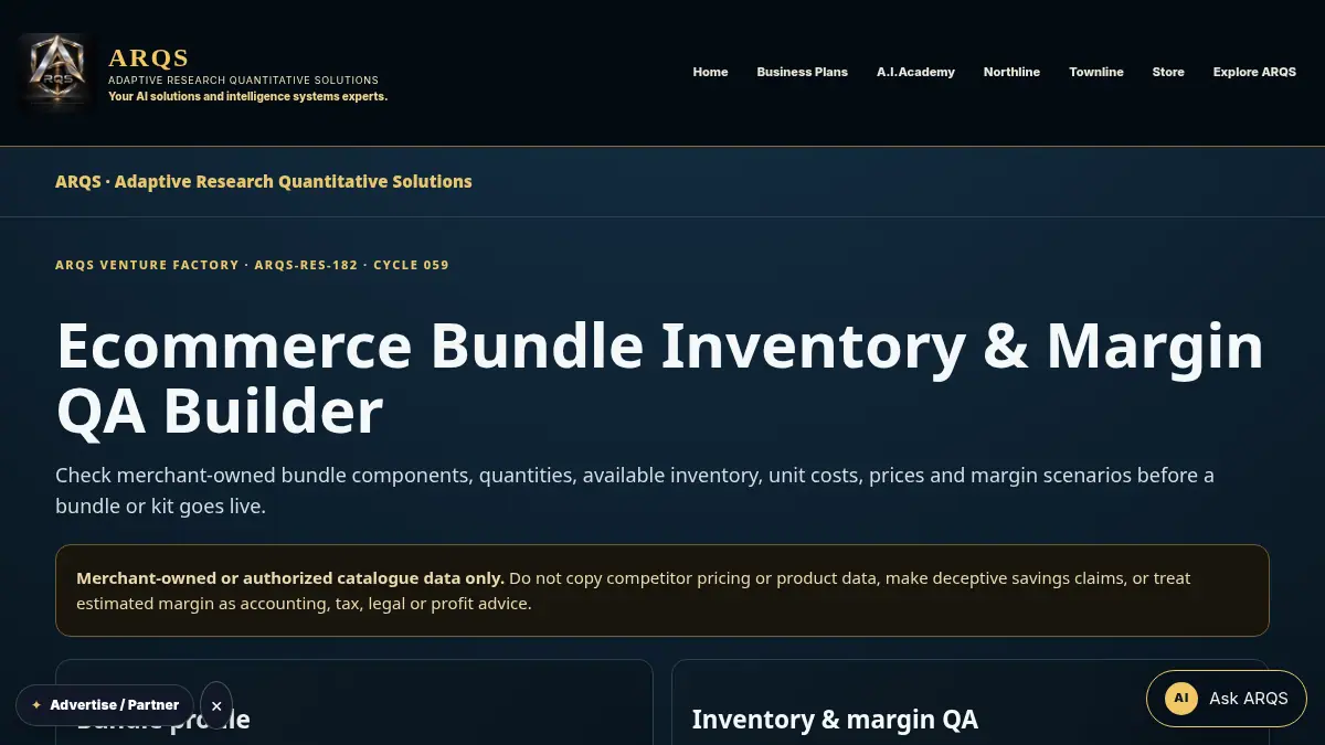 Ecommerce Bundle Inventory & Margin QA Builder on /ecommerce-bundle-inventory-margin-qa/