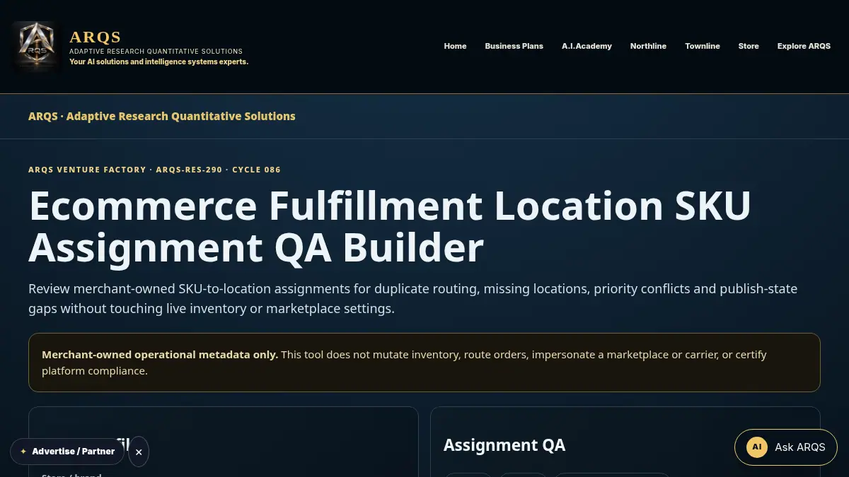 Ecommerce Fulfillment Location SKU Assignment QA Builder on /ecommerce-fulfillment-location-sku-assignment-qa/