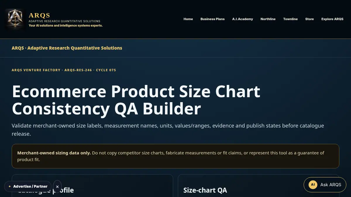 Ecommerce Product Size Chart Consistency QA Builder on /ecommerce-product-size-chart-consistency-qa/