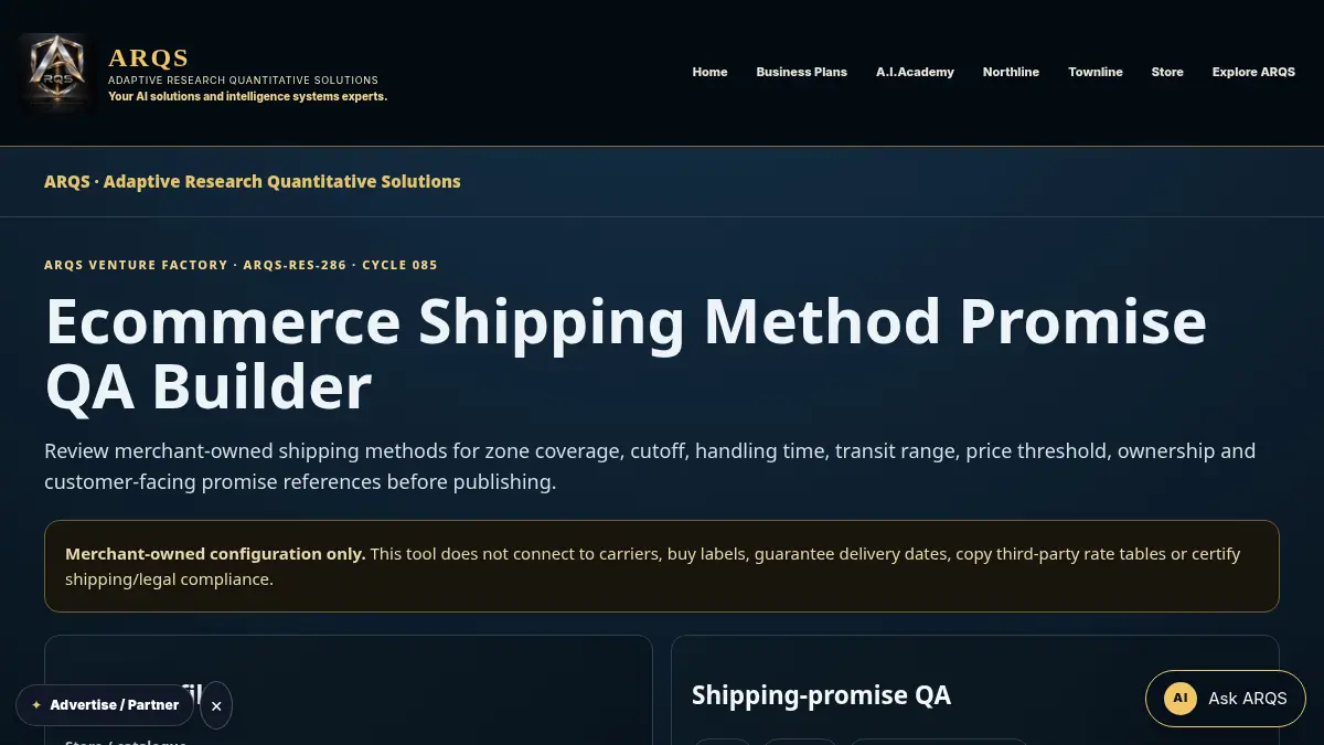 Ecommerce Shipping Method Promise QA Builder on /ecommerce-shipping-method-promise-qa/
