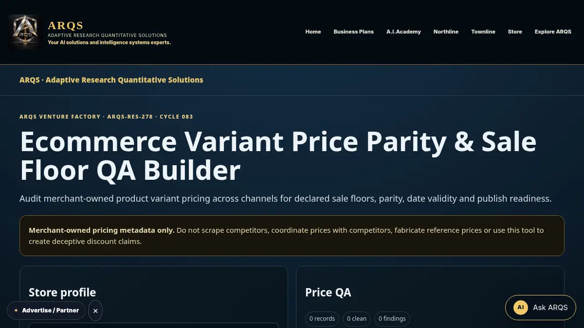 Ecommerce Variant Price Parity & Sale Floor QA Builder on /ecommerce-variant-price-parity-sale-floor-qa/