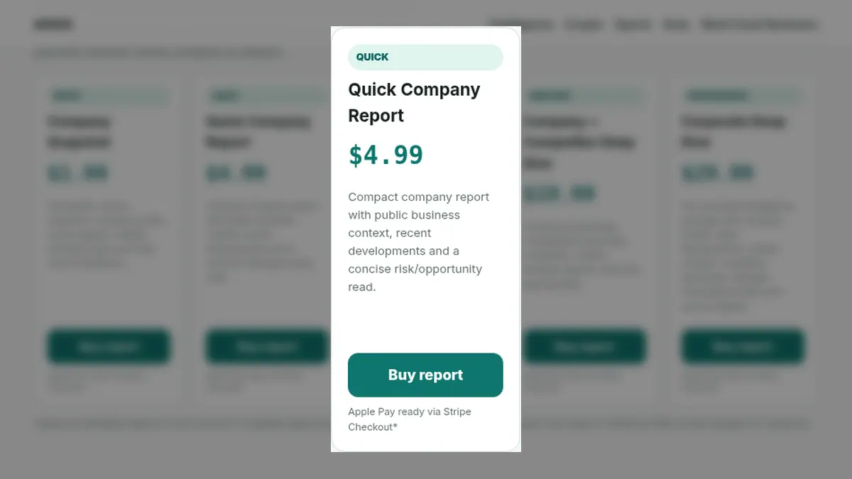ARQS Business Intelligence: Quick Company Report on /intelligence/business/#reports