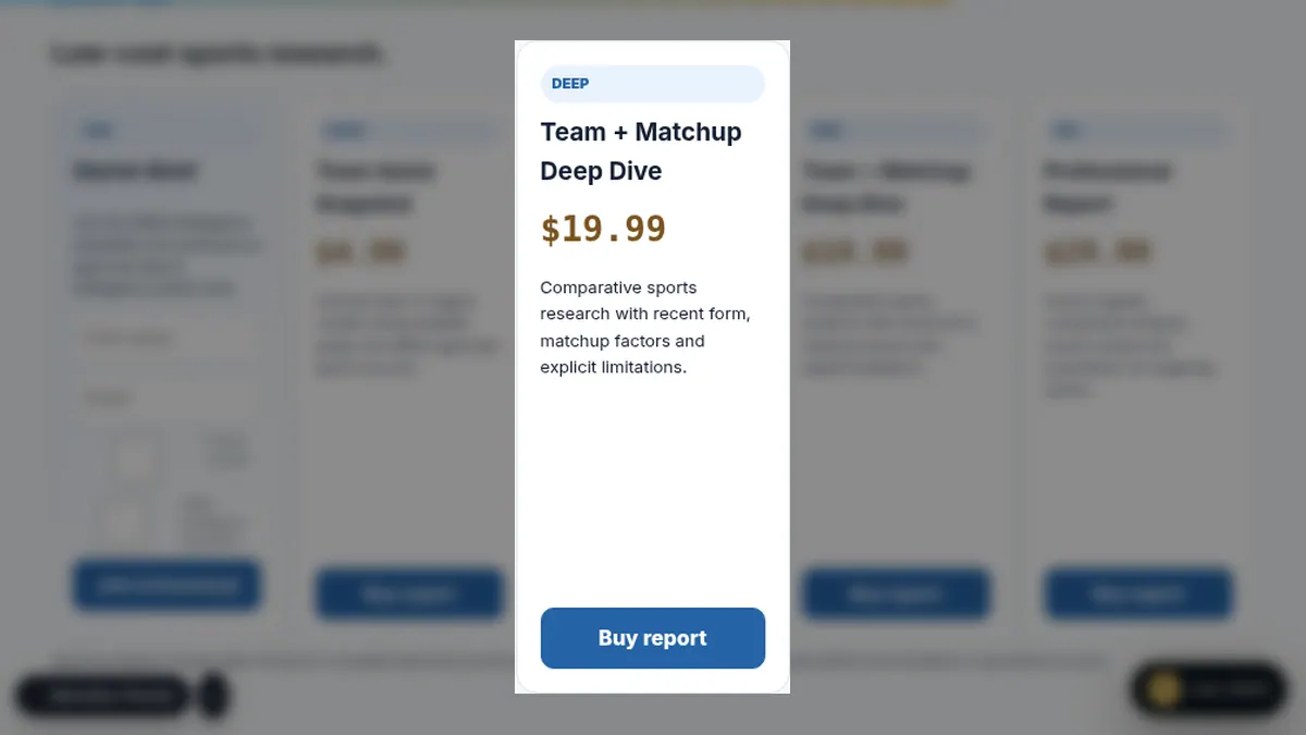 ARQS Sports Intelligence: Team + Matchup Deep Dive on /intelligence/sports/