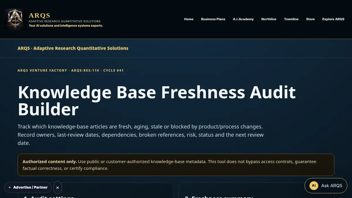 Knowledge Base Freshness Audit Builder on /knowledge-base-freshness-audit/