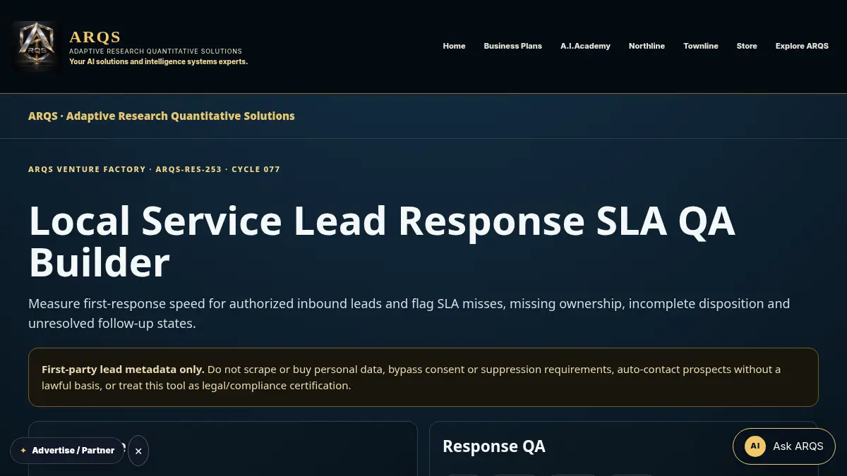 Local Service Lead Response SLA QA Builder on /local-service-lead-response-sla-qa/