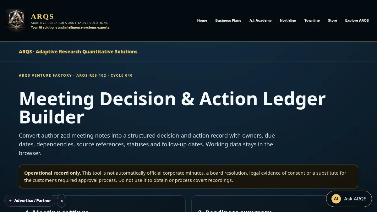 Meeting Decision & Action Ledger Builder on /meeting-decision-action-ledger/