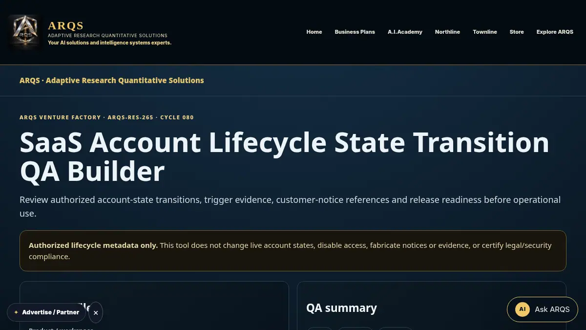 SaaS Account Lifecycle State Transition QA Builder on /saas-account-lifecycle-state-transition-qa/