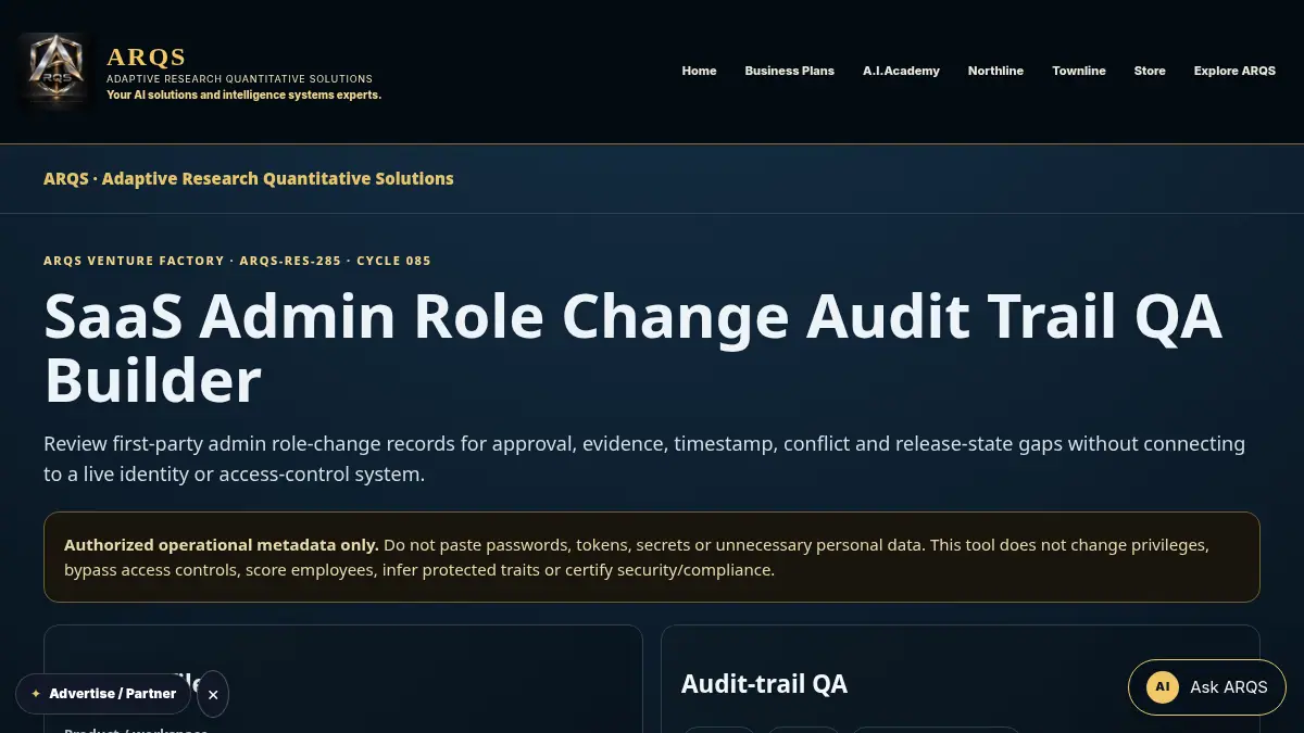 SaaS Admin Role Change Audit Trail QA Builder on /saas-admin-role-change-audit-trail-qa/