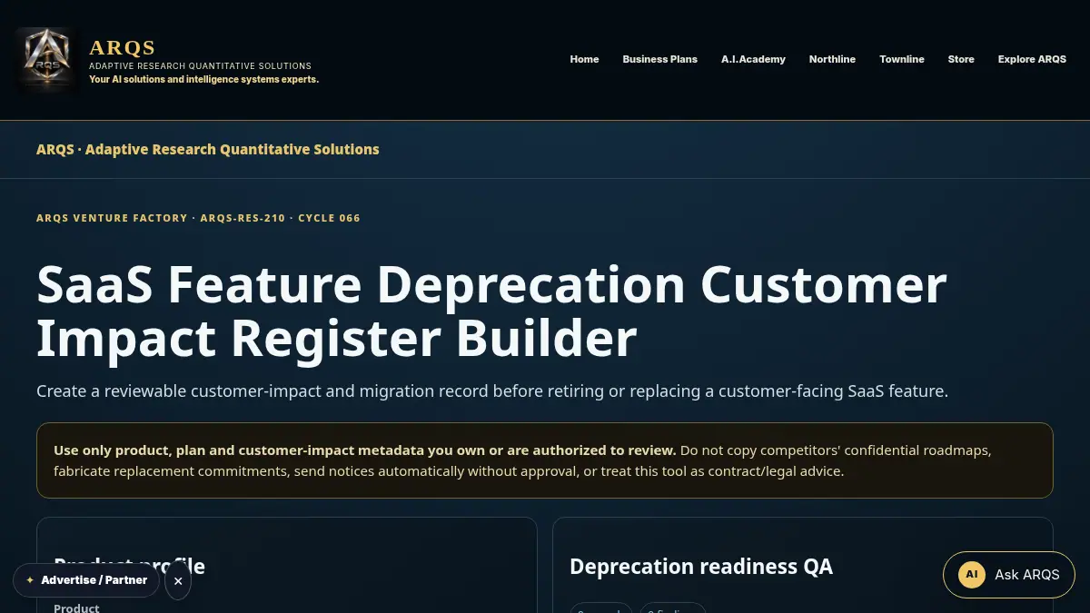 SaaS Feature Deprecation Customer Impact Register Builder on /saas-feature-deprecation-customer-impact-register/