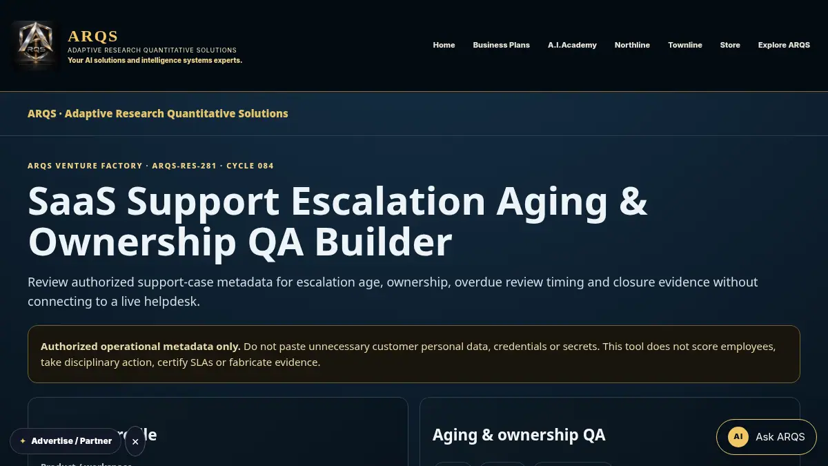 SaaS Support Escalation Aging & Ownership QA Builder on /saas-support-escalation-aging-ownership-qa/