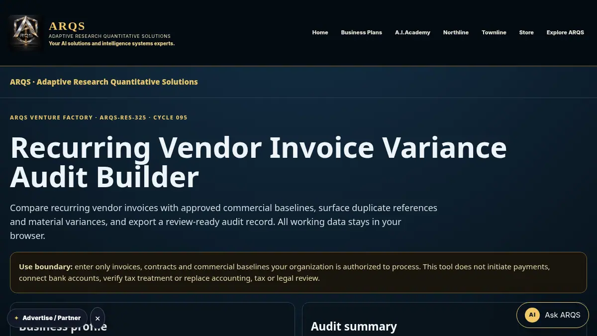 SMB Recurring Vendor Invoice Variance Audit Builder on /smb-recurring-vendor-invoice-variance-audit/