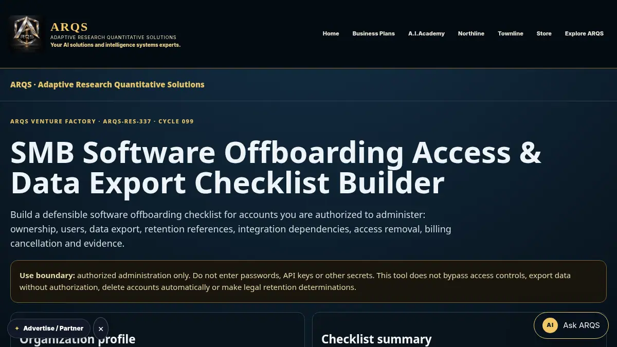 SMB Software Offboarding Access & Data Export Checklist Builder on /smb-software-offboarding-access-data-export-checklist/