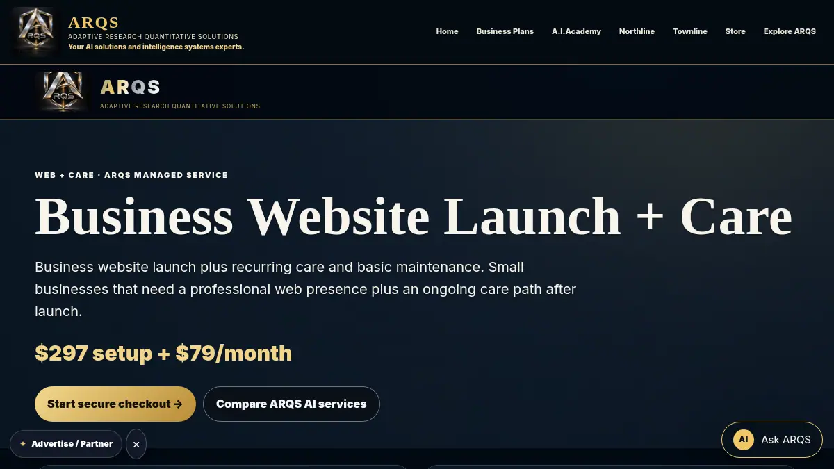 Business Website Launch + Care on /products/business-website-launch-care/