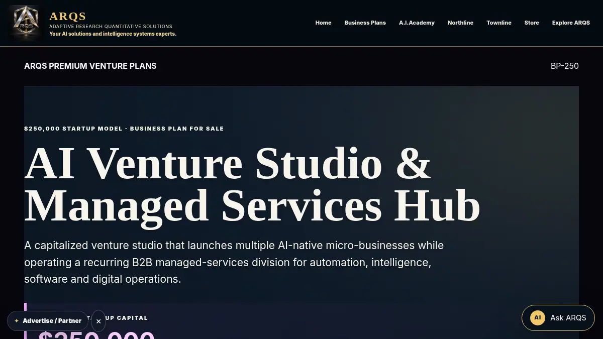 AI Venture Studio Hub Business Plan on /business-plans/ai-venture-studio-hub/