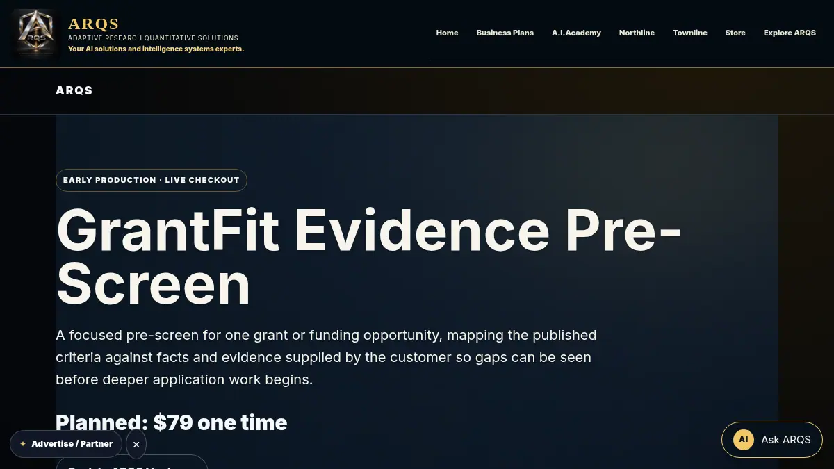 GrantFit Evidence Pre-Screen on /ventures/grantfit/