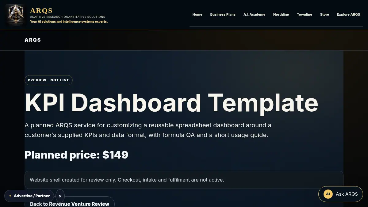 KPI Dashboard Starter on /ventures/kpi-dashboard/