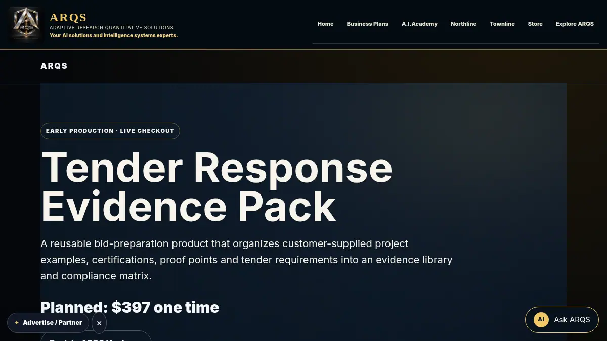 Tender Response Evidence Pack on /ventures/tender-evidence/