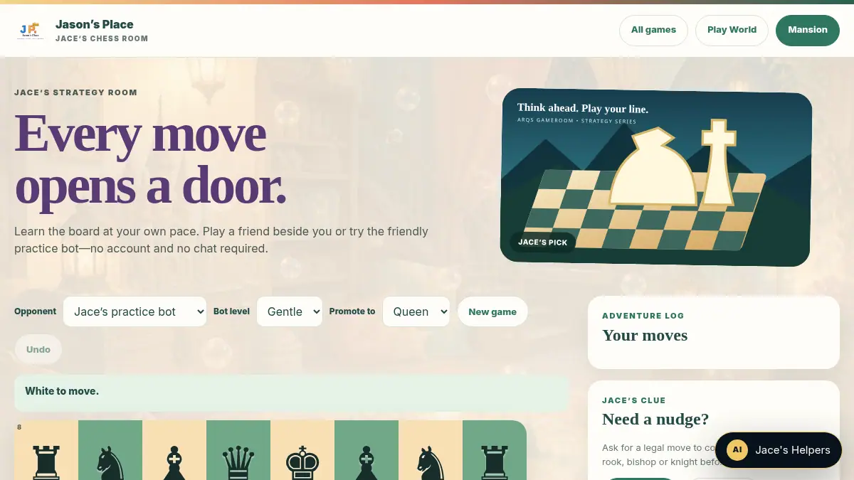 Jace’s Chess Room on /jasons-place/play/arcade/chess/