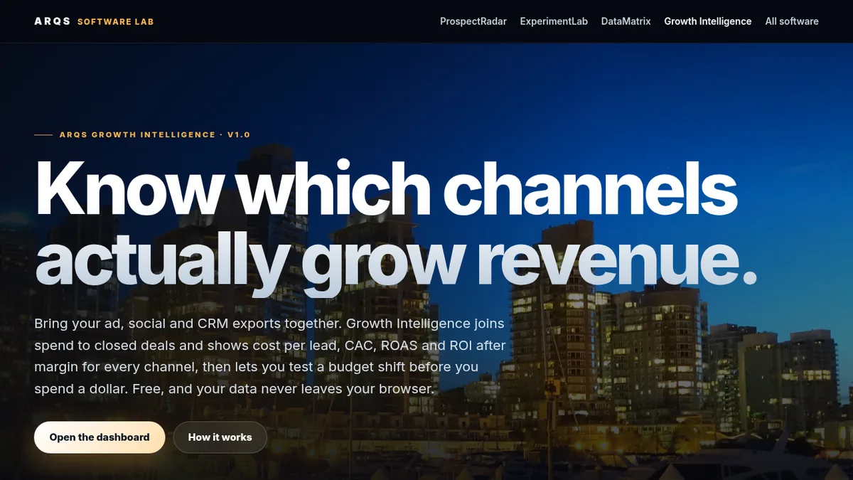 ARQS Growth Intelligence on /software/growth-intelligence/