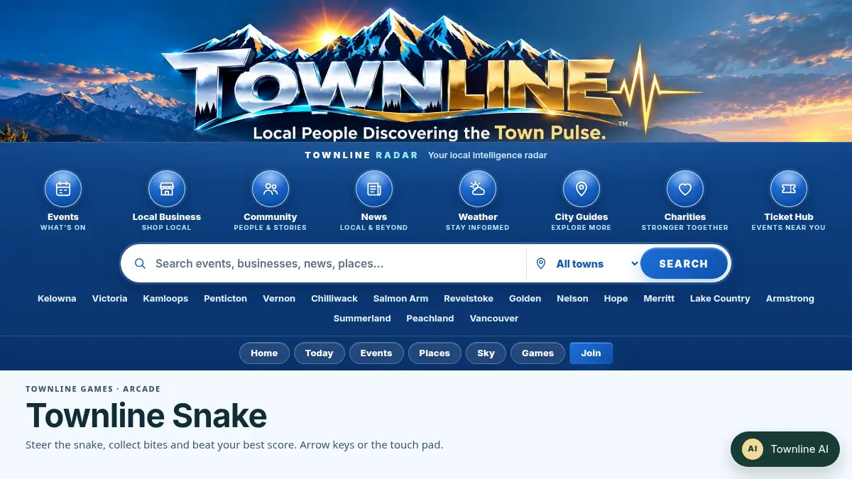 Townline Snake on /townline/games/snake/