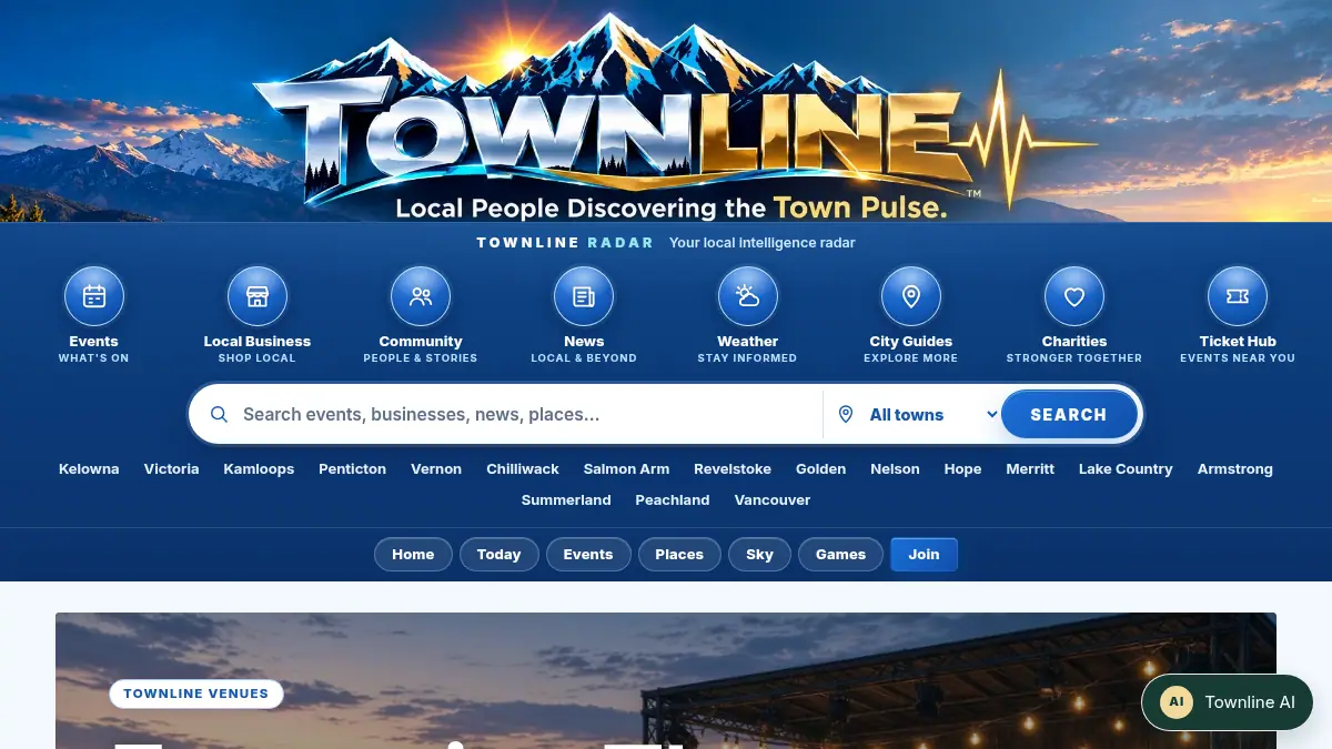 Townline Venues — every city on /townline/venues/