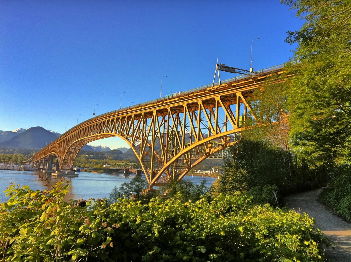 A bridge at the Second Narrows of Burrard Inlet