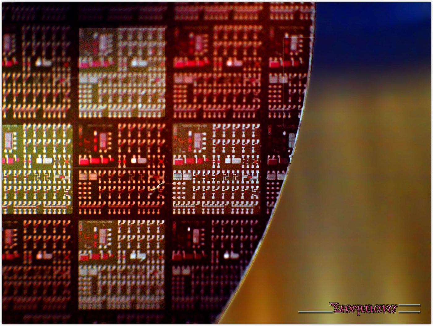 A silicon wafer used to make computer chips