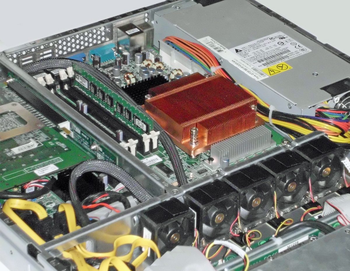 The cooling system inside a rack-mount server