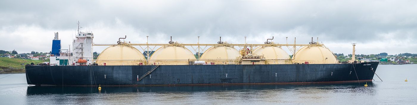 An LNG tanker at anchor