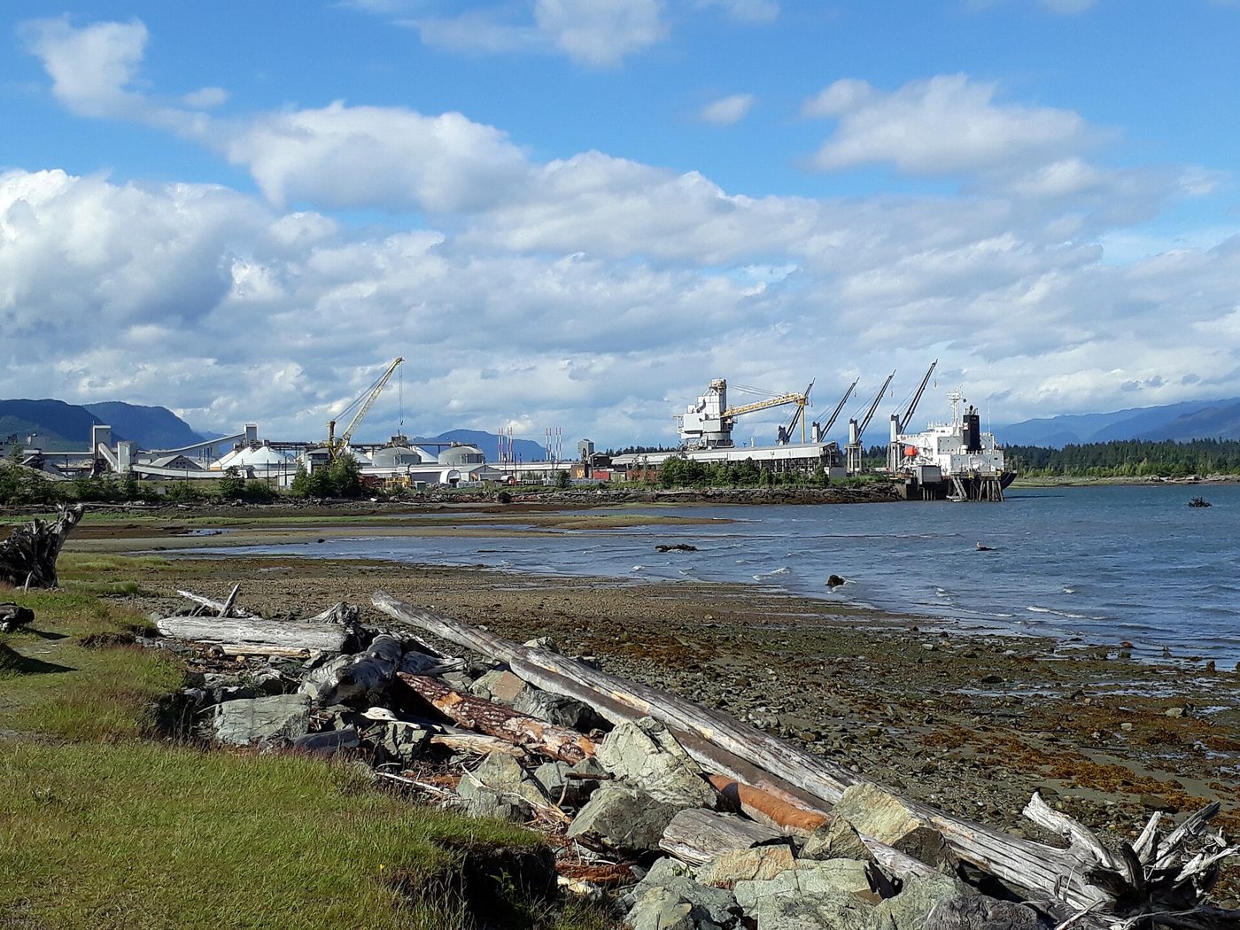 The Kitimat waterfront, with the Rio Tinto aluminium smelter in the distance