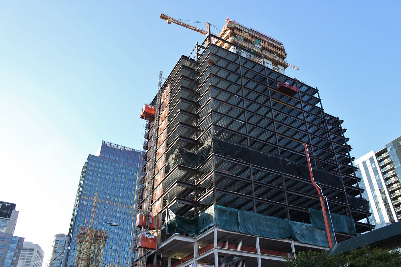 An Amazon office tower under construction in Seattle (file photo)