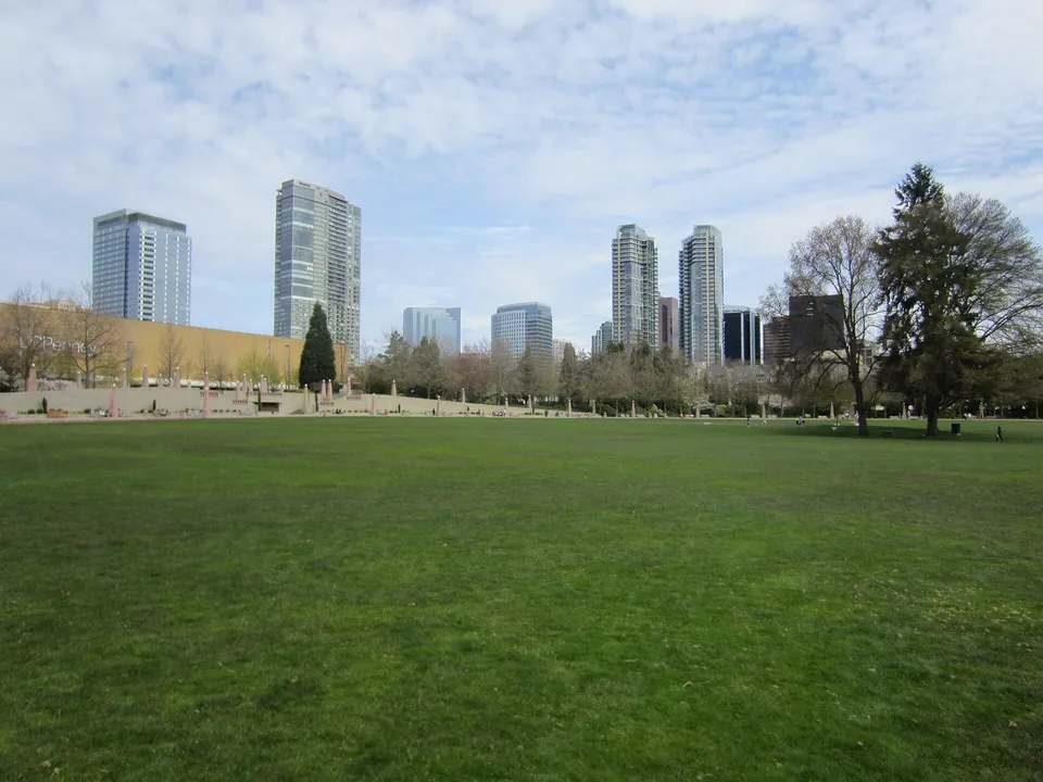 Bellevue Downtown Park with downtown towers behind