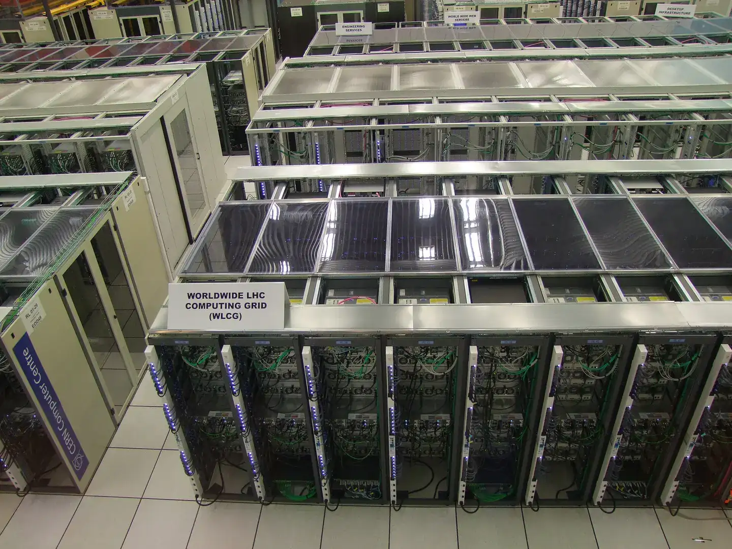 Top view of servers rack in CERN Computer Centre