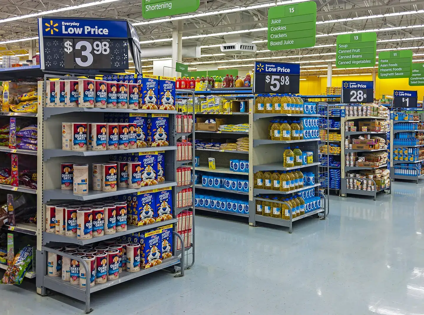 Endcaps at a Walmart store in the town of Wallkill, NY